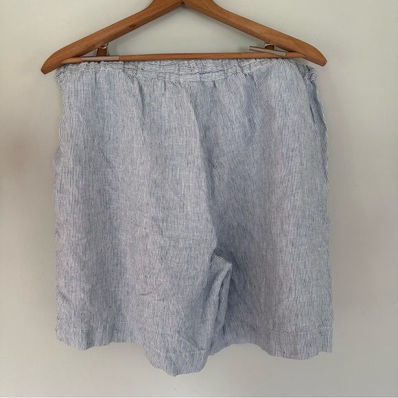 Poetry Linen Blue & White Striped Drawstring Shorts Size 16 Women’s - Picture 4 of 8